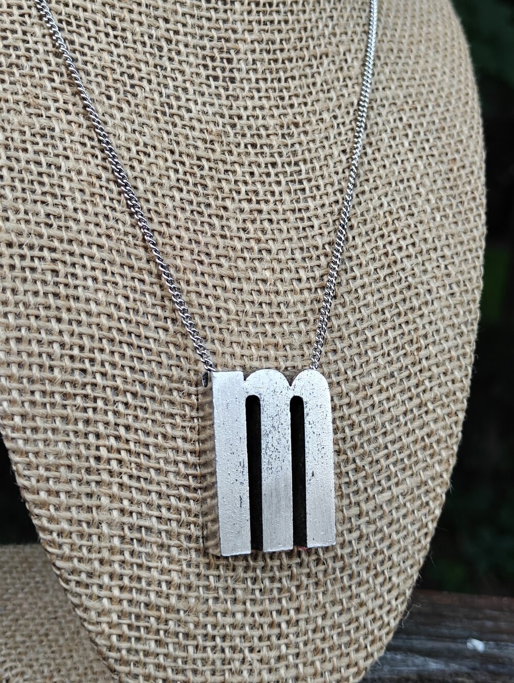 Vintage Modernist Letter Monogram Initial Letter M Pendant Sterling ESEMCO